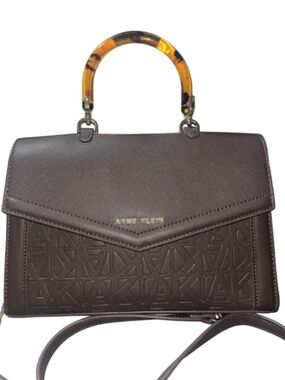 Anne Klein Embossed Satchel Crossbody Tortoiseshell Top Handle Bag